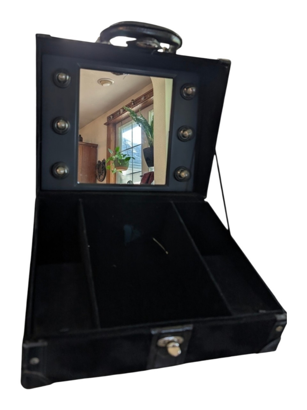 Black Portable Makeup Organizer with Mirror